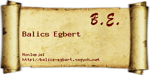 Balics Egbert névjegykártya